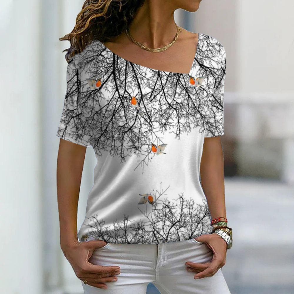 New Women's T-Shirts, Floral Print, Women's Clothing, Short Sleeve Tops, V-Neck Sweatshirts, Streetwear, Oversized T-Shirts, Ladies Tee L