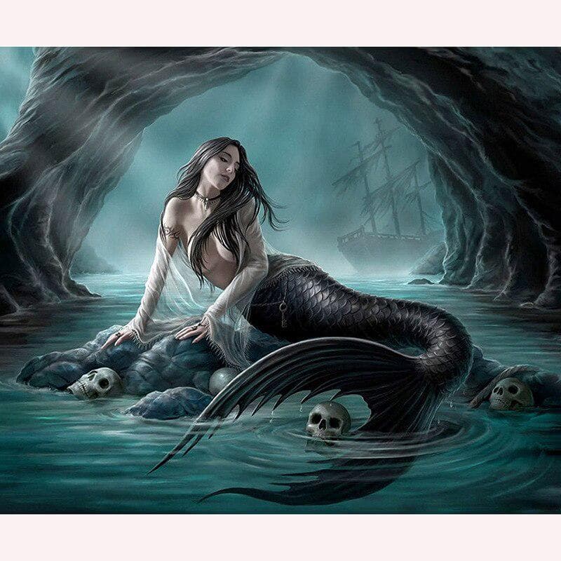 5d Diy Full Round Diamond Painting Cross Stitch mermaid Girl Diamond Embroidery Mosaic Rhinestone 20X30CM