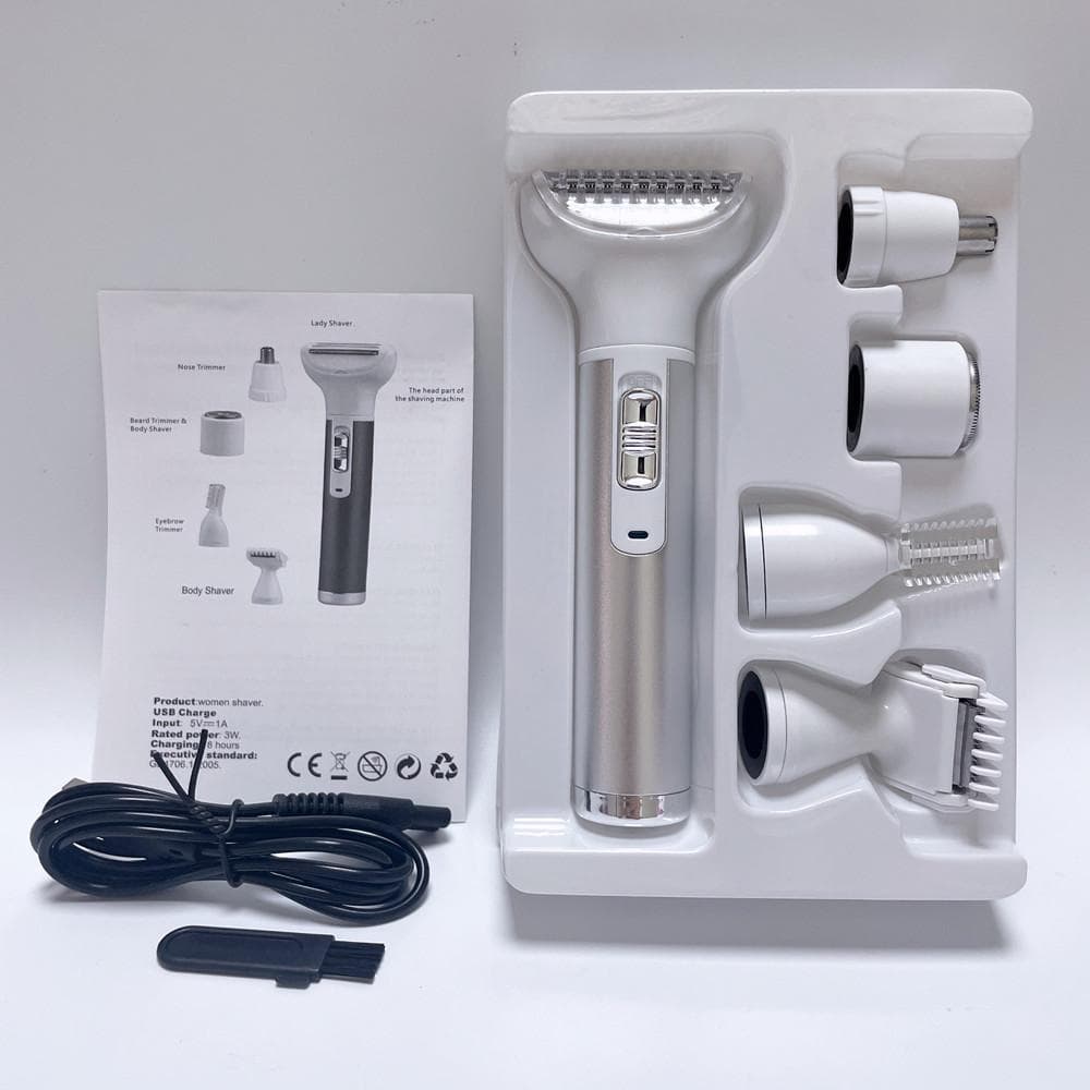 New Electric Shaver 5-in-1 Multi-functional Trimmer, Armpit Hair, Nose Hair, Eyebrows, Beard Artifact, Hair Removal Instrument, Eyebrow Trimmer. New model silver