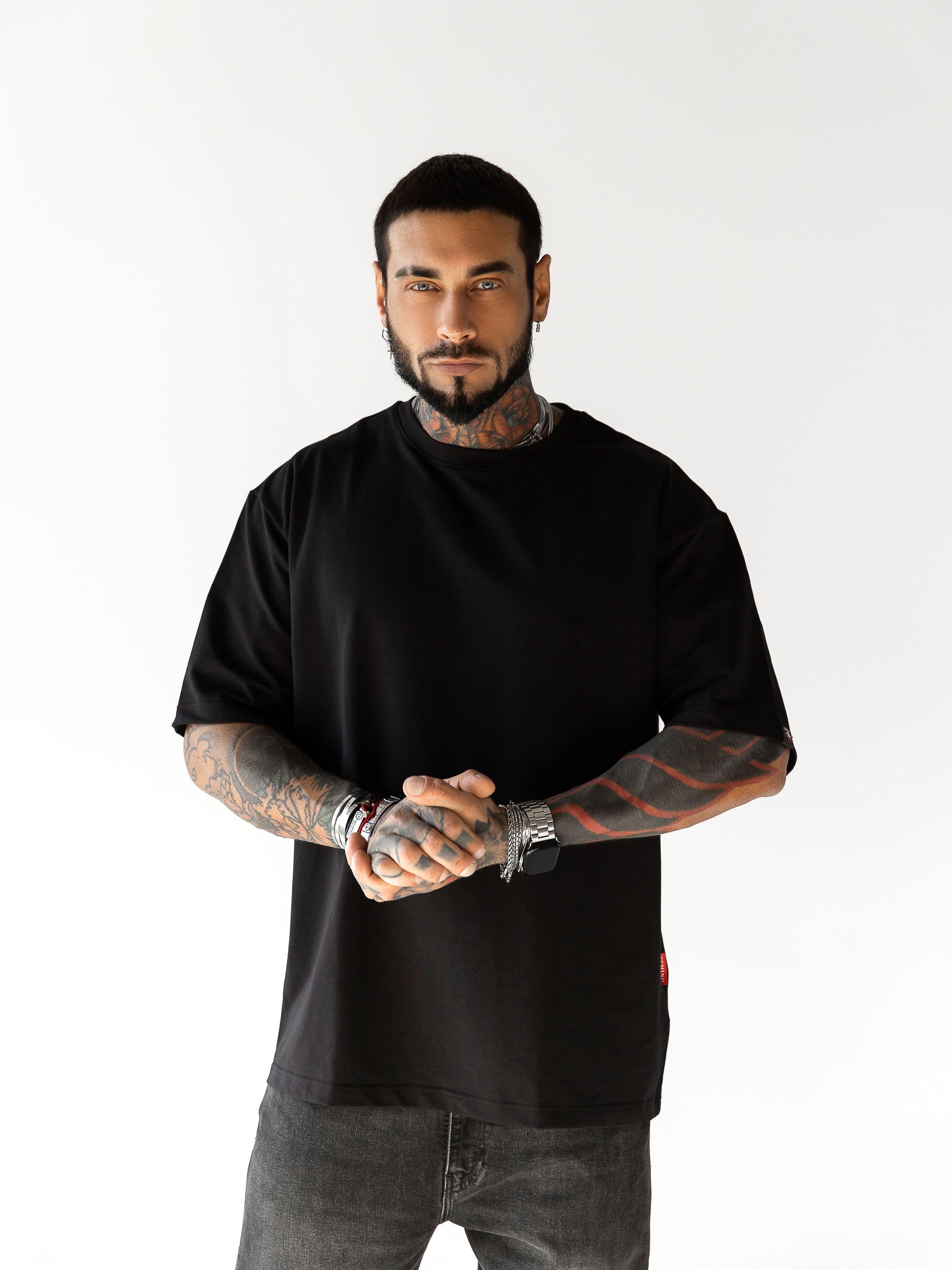 Heavy Cotton Oversized T-shirt Men Women High Quality Short Sleeved Casual Loose Shirt Comfortable Breathable Male Female Clothing XXXL black