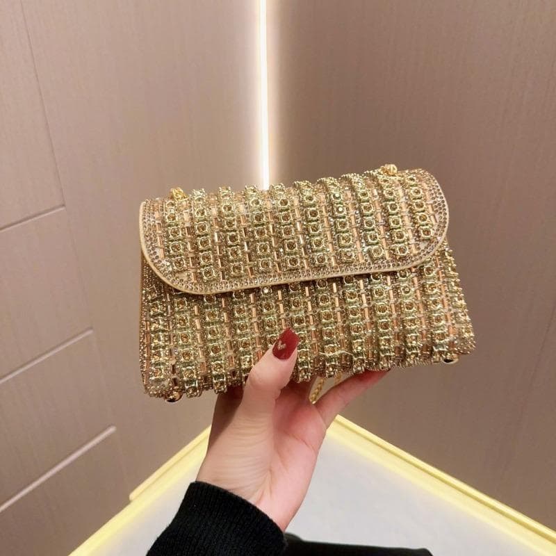 Socialite Banquet Bag Chain Handbag Fashionable Single-shoulder Crossbody Bag Small Bag gold