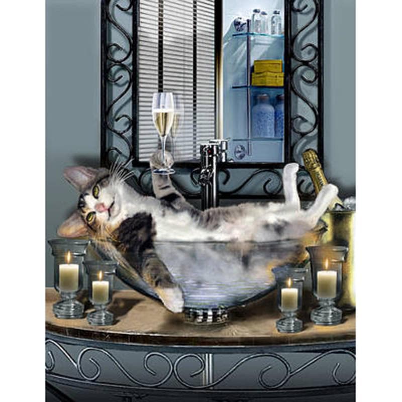 DIY Diamond Painting Set Fortune Cat Crystal Diamond Painting Round Round Home Decoration 20X30CM