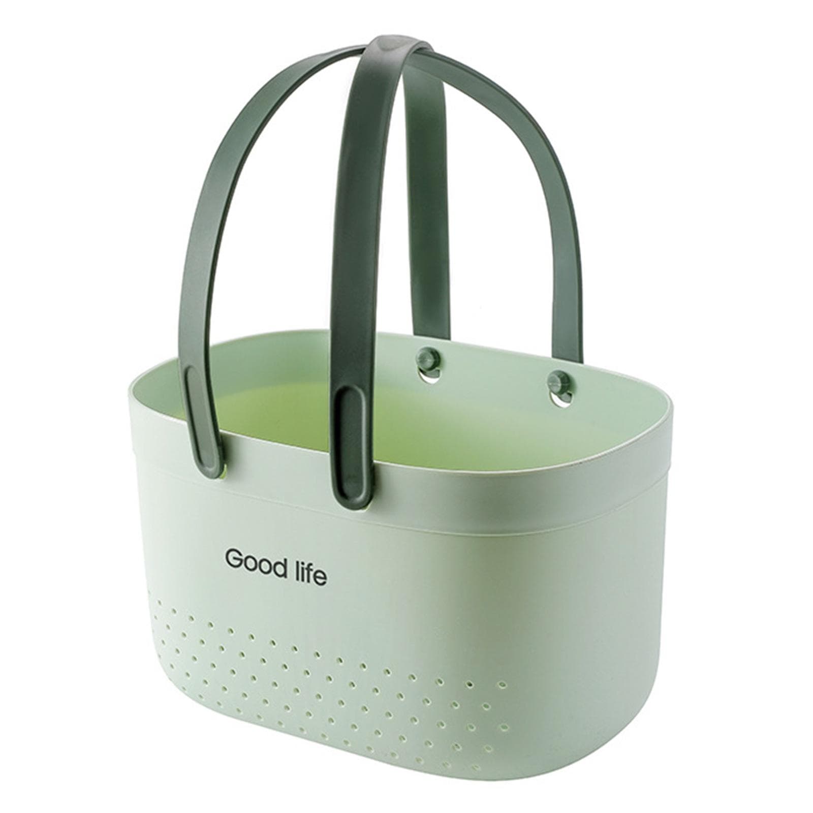Bath Basket with Handle Hollow Draining Storage Baskets Shower Tote for Home Bathroom Pantry Kitchen Shampoo Snacks Cosmetic Organizer ASL green