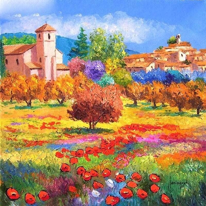 5D DIY Diamond Painting Town Embroidery Cross Stitch Rhinestone Mosaic Home Decor 30x30CM