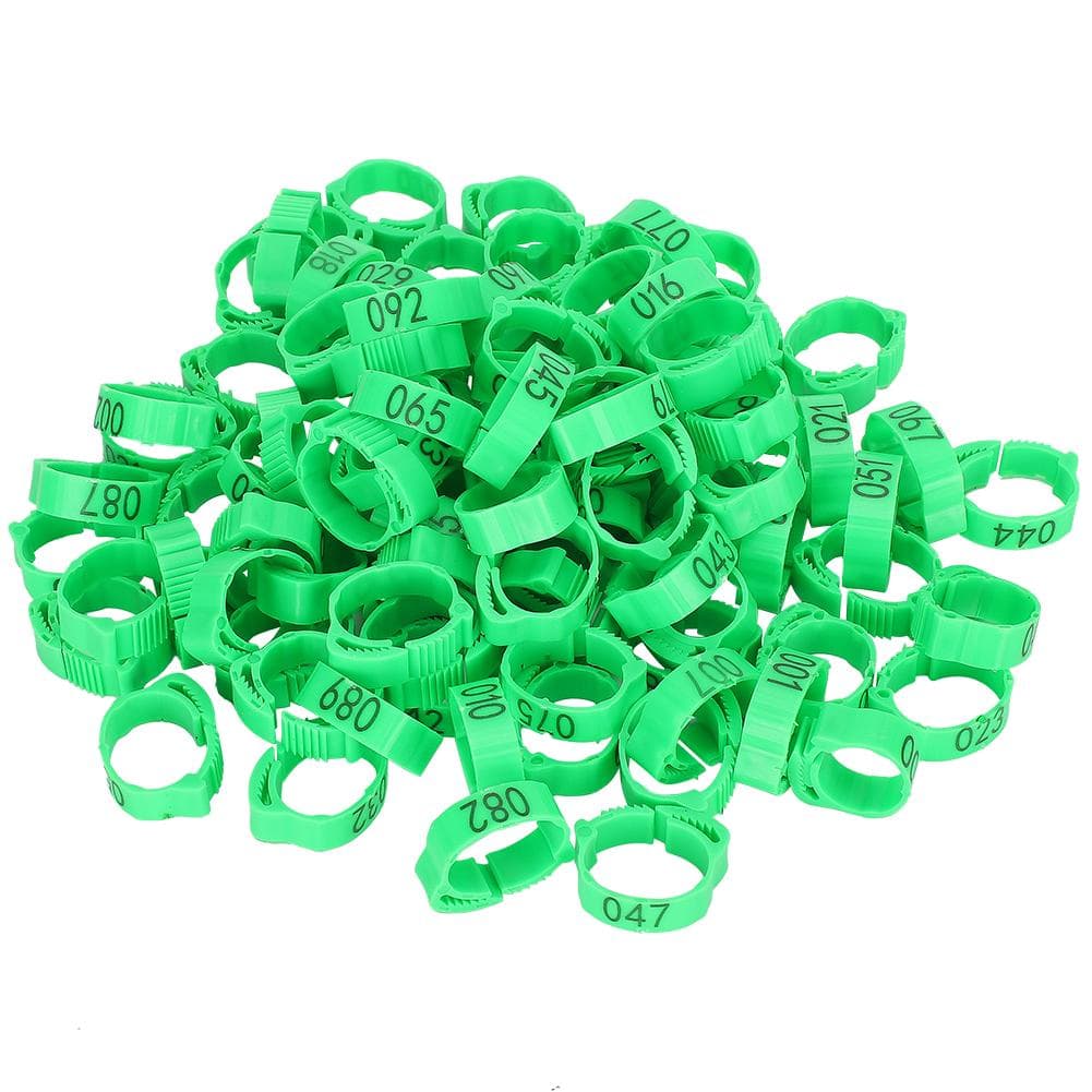 100pcs Poultry Foot Ring Chicken Duck Bird Buckle Type Clip Ring with Sign Feeding SuppliesGreen