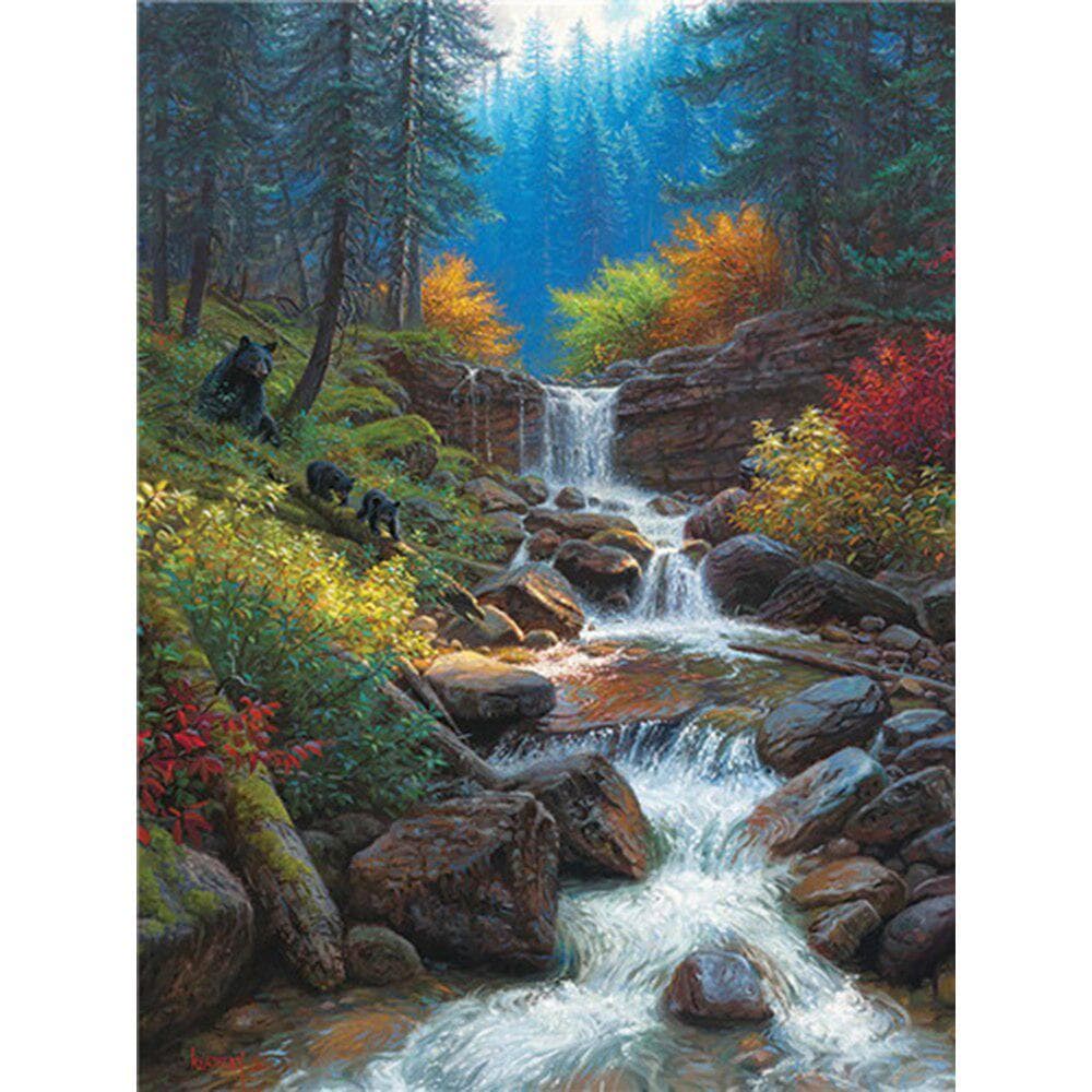 Diamond Embroidery Waterfall Landscape Diamond Painting Pictures of Rhinestones Tree Cross Stitch 20X30CM