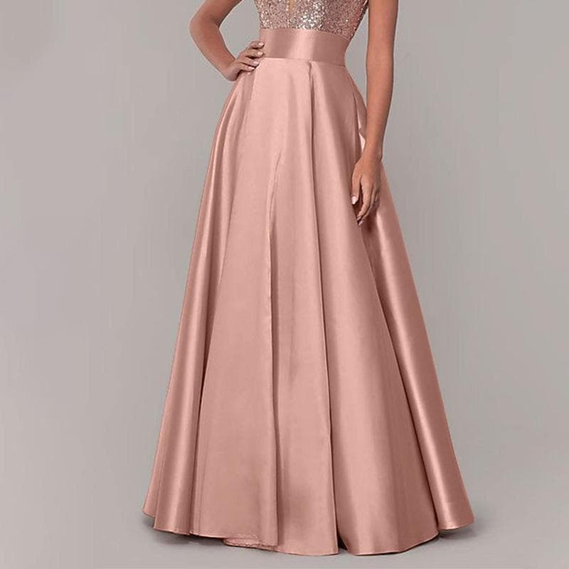 ZANZEA Women Fashion A-line Satin Skirts Summer Casual Maxi Long Skirts 2XL pink