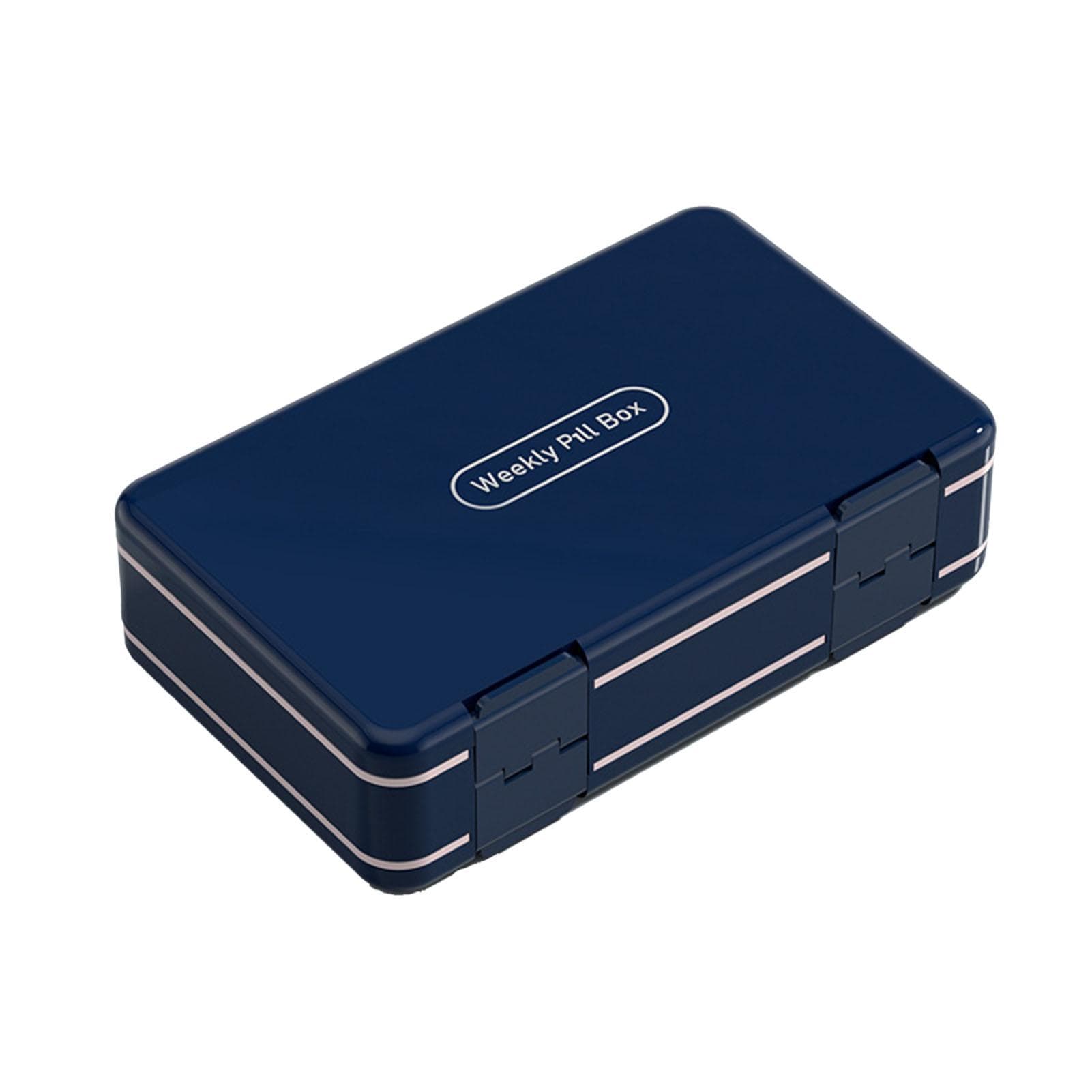 Weekly Medicine Organizer Plastic Large Capacity Portable 7 Day Medicine Case for Home Travel Blue blue