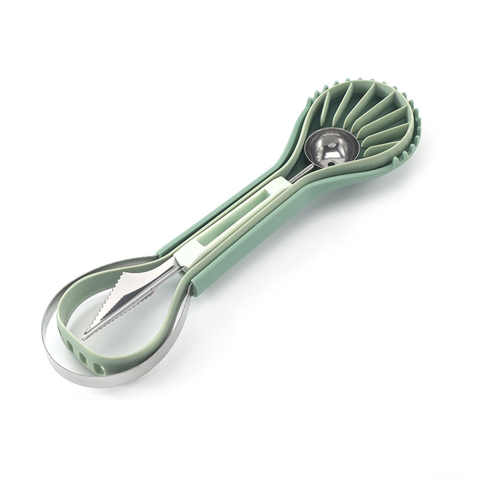 3 In 1 Watermelon Slicer Cutter Scoop Fruit Carving Knife Fruit Platter Multifunctional Fruit Dig Pulp Separator Kitchen Gadgets green