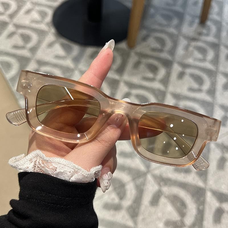 Vintage Black Square Sunglasses Women Luxury Brand Small Rectangle Gradient Clear Mirror Sun Glasses Female Fashion 1PC
