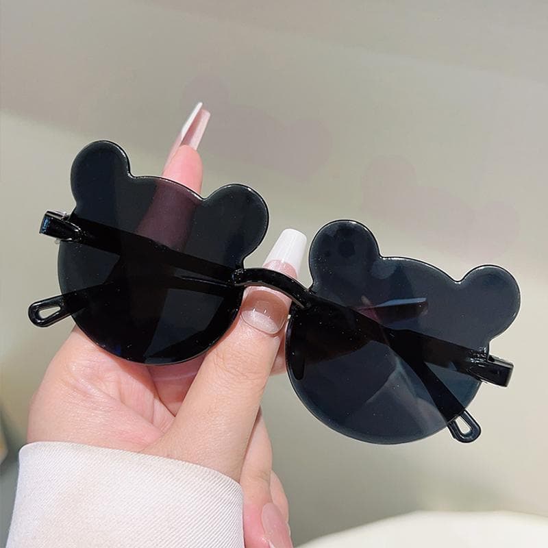 1/8 Pcs Cute Bear Shaped Sunglasses for Kids Fashion Rimless Gradient Multi-color Sun Glasses as picture shows