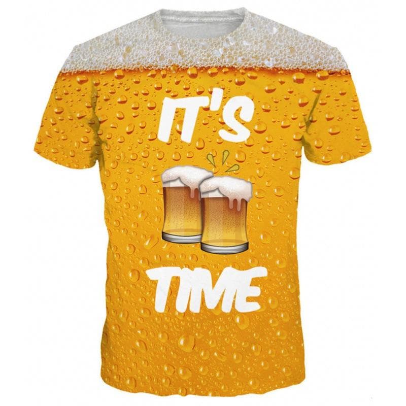 Beer Short Sleeved T-shirt Men's Summer 3D Digital Printed Personality T-Shirts Men’s 6XL