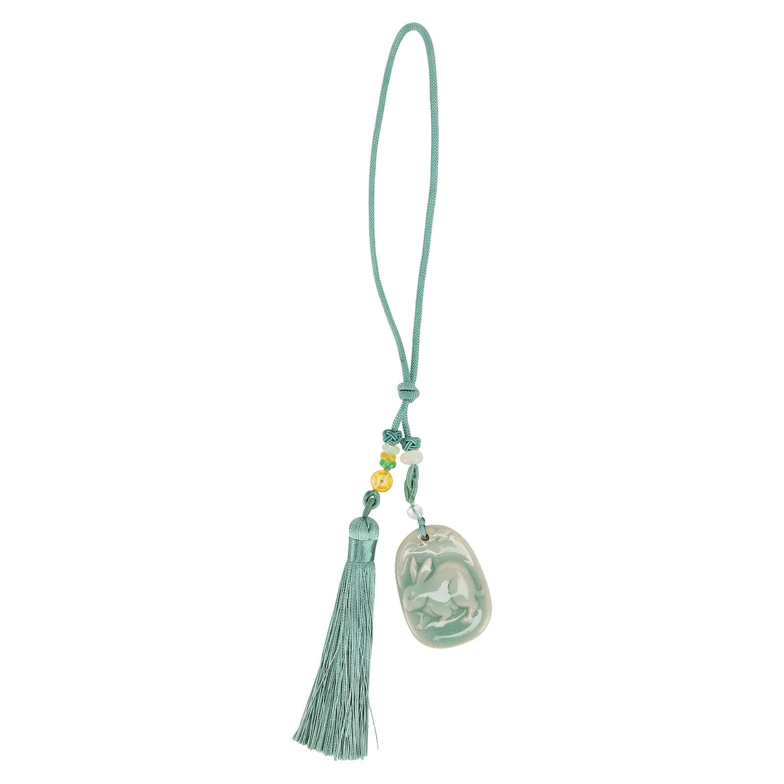 Tassel Pendant Chinese Zodiac Pattern DIY Porcelain Beads Light Weight Attractive Decorative