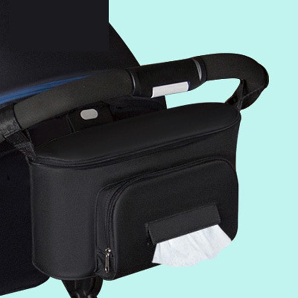 Baby Stroller Bag Organizer Bag Soild Color Mama Carriage Buggy Pram Cart Basket Hook Backpack black