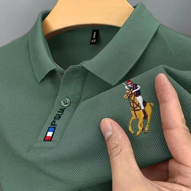 Men's Summer Embroidered Lapel Polo Shirt, Short-Sleeve, Solid Color, Casual Fit 3XL (150-170 kg suggestion)