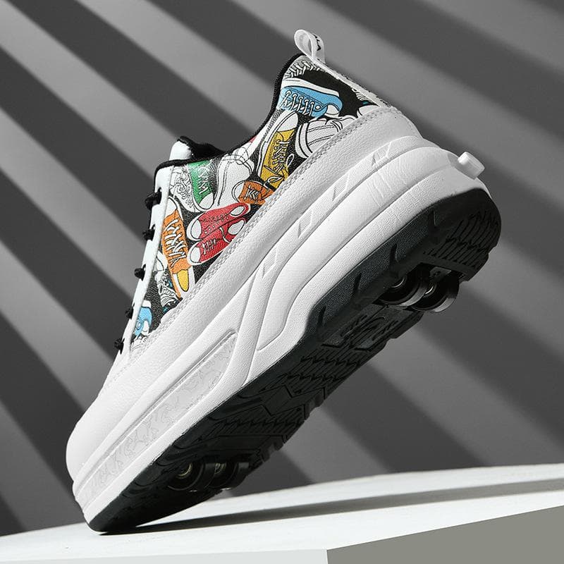 New Runaway Shoes Four-wheel Pulley Shoes Boys Children Shoes with Wheels Girls Skating Shoes 30