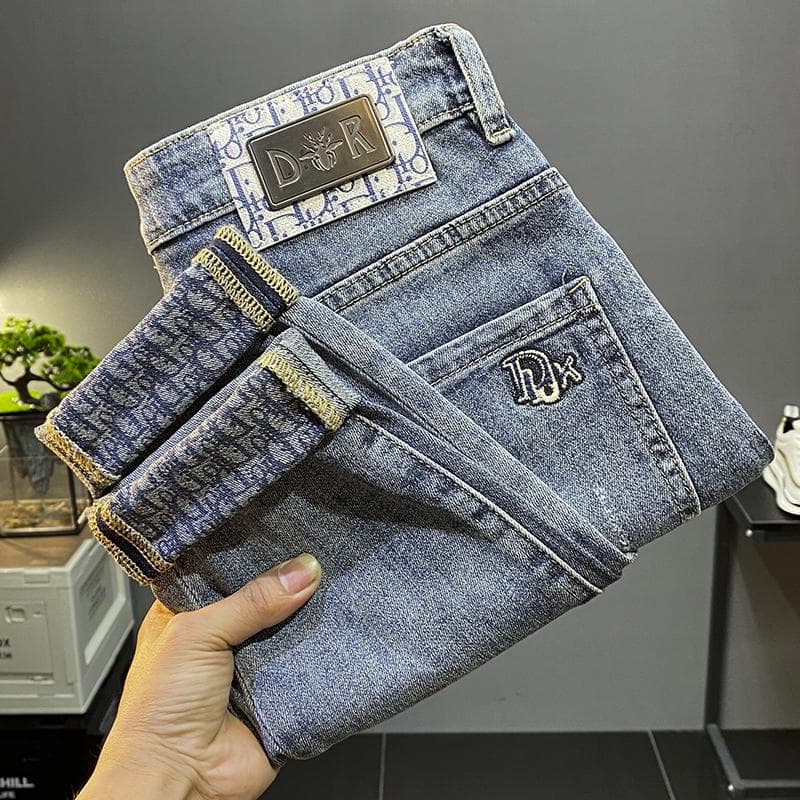 Men's 2025 Spring/Autumn Fashion Slim Fit Nine-Point Jeans - High-End Casual Trousers 36 for 89–100 kg
