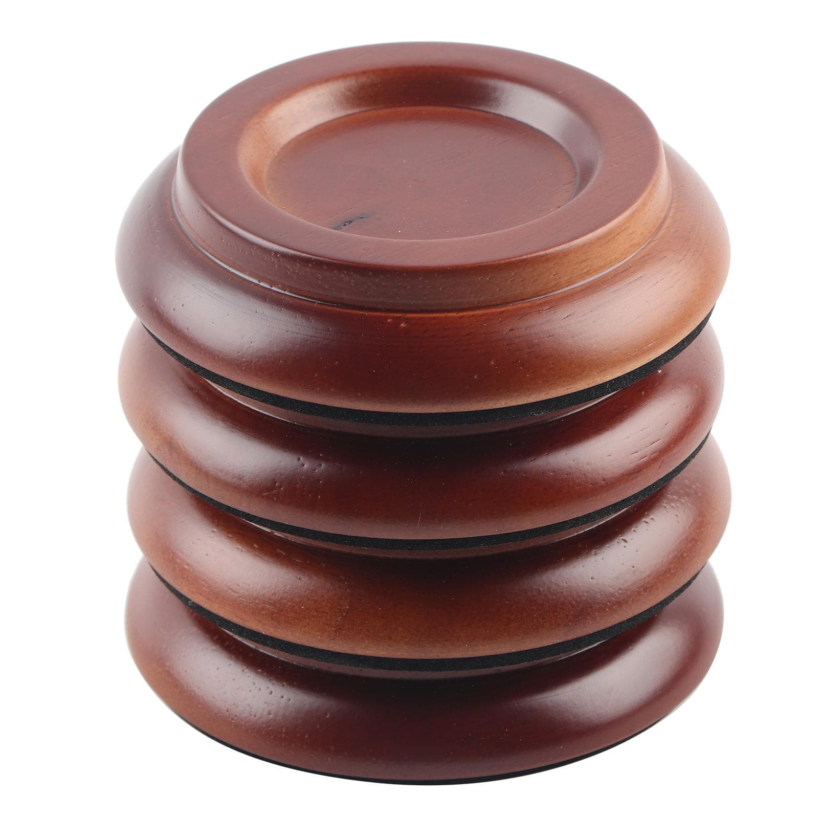 4Pcs Beech Wood Round Piano Foot Pads Set Upright Piano Caster Cups Accessories (Brown)