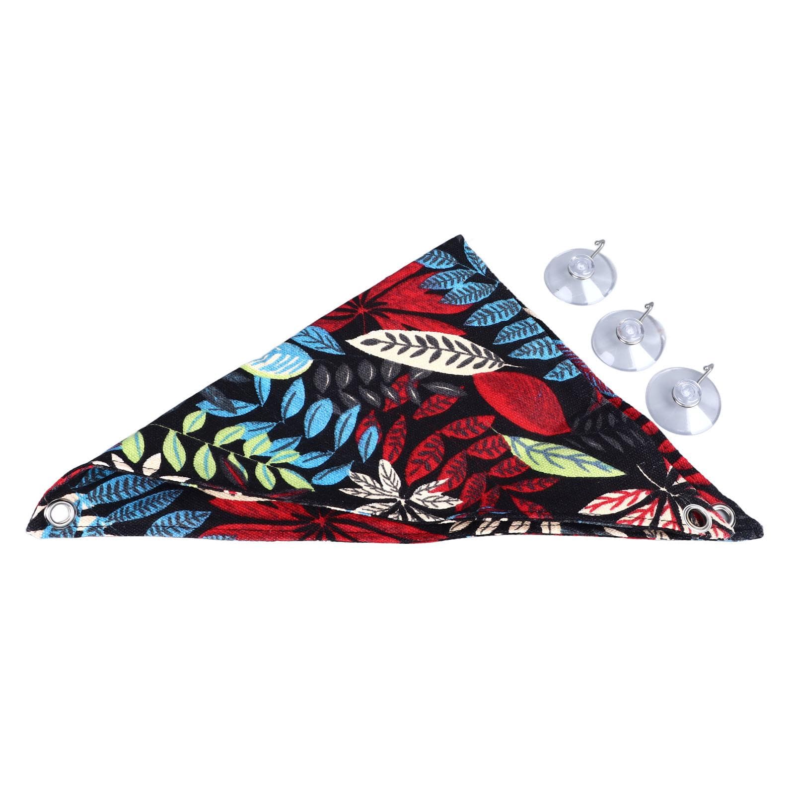 Reptiles Triangular Hammock Colorful Flower Pattern Bearded Dragon Hanging Lounger with Suction S(for 2-4kg) black