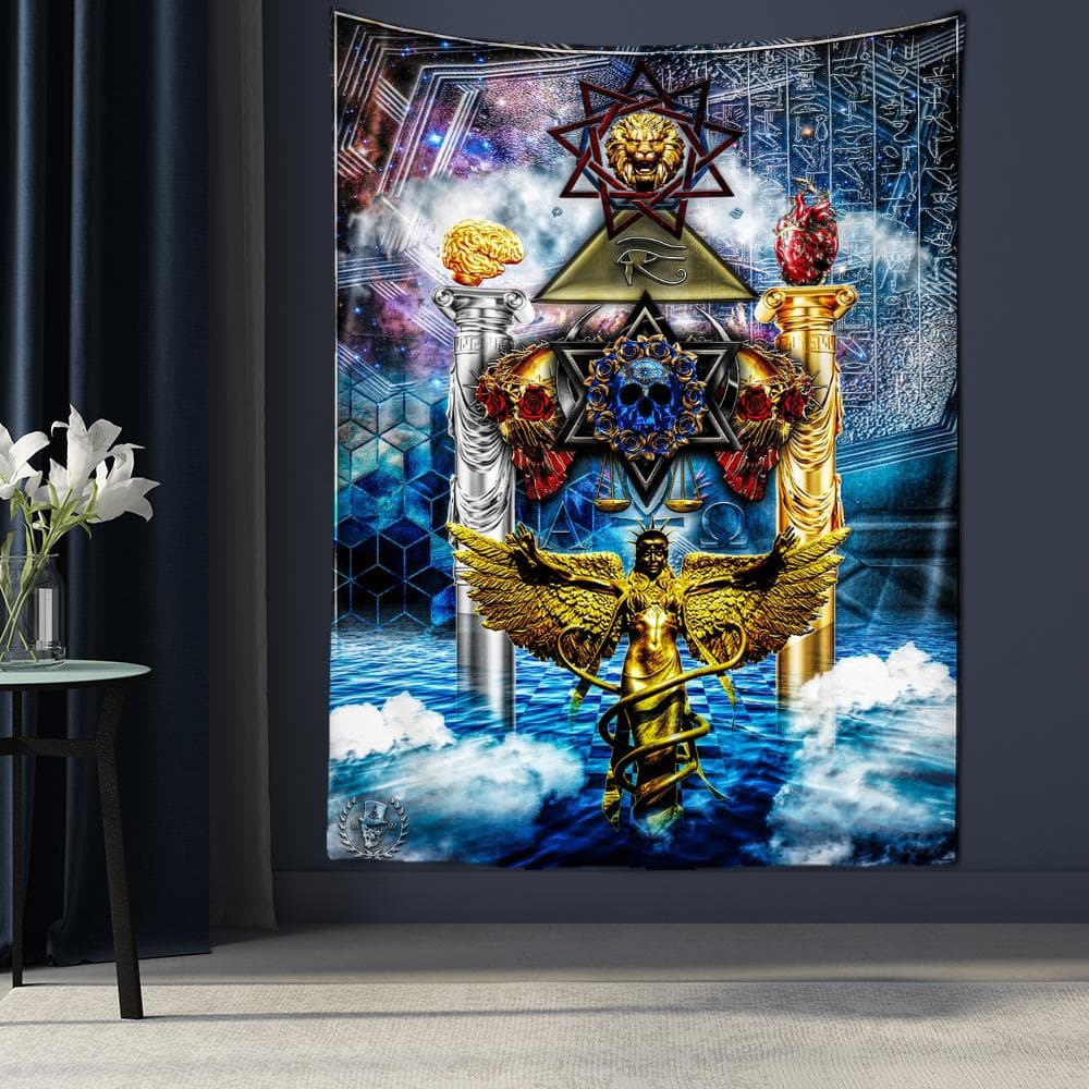 Psychedelic Tarot Tapestry Mysterious Hippie Art Wall Hanging Tapiz Dormitory Decor Background Cloth 150x150cm