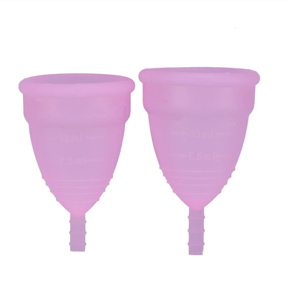 2PCSSet Reusable Leakproof Female Women Menstrual Cup Menstruation Care Tool(Pink) pink