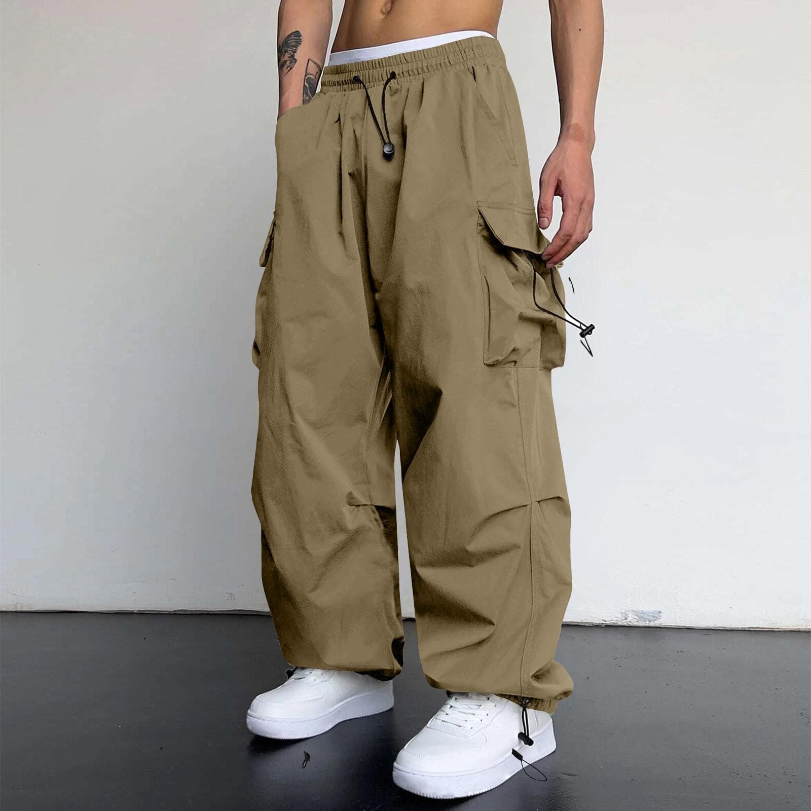 Men's Workwear Sweatpants Casual Parachute High Waist Jogging Pants Men's Sweatpants Casual Pants Casual Wear XXXL khaki