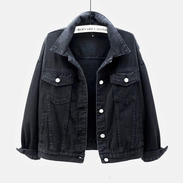 Women's Plus Size Denim Jacket Spring Autumn Short Coat Pink Jean Jackets Casual Tops Purple Yellow White Loose Outerwear XXXL black