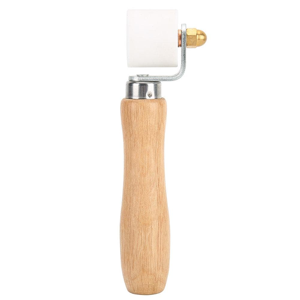 28mm 1.1in PTFE Hand Pressure Roller 2‑Way Bearing Wooden Handle Heat‑Resistant Welding