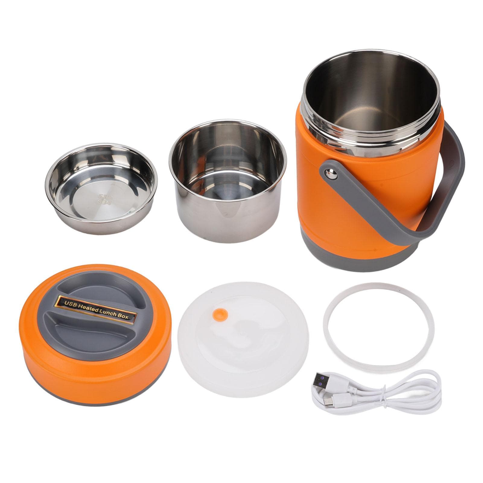 Thermal Cooker Pot Stainless Steel Mini Portable Constant Temperature Heat Preservation Lifting Pot L orange