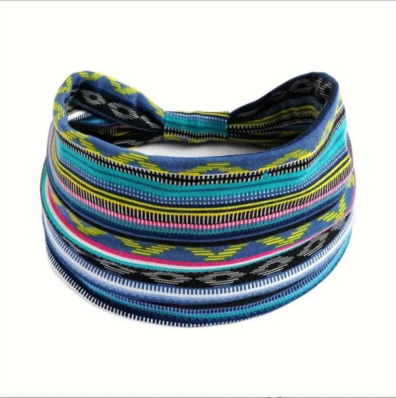 Women's Boho Cotton Printed Headband Sports Band Striped headband A Wide Edge Yoga Headband Soft Hair Band Headdress Bundle Women Girls Hair Band