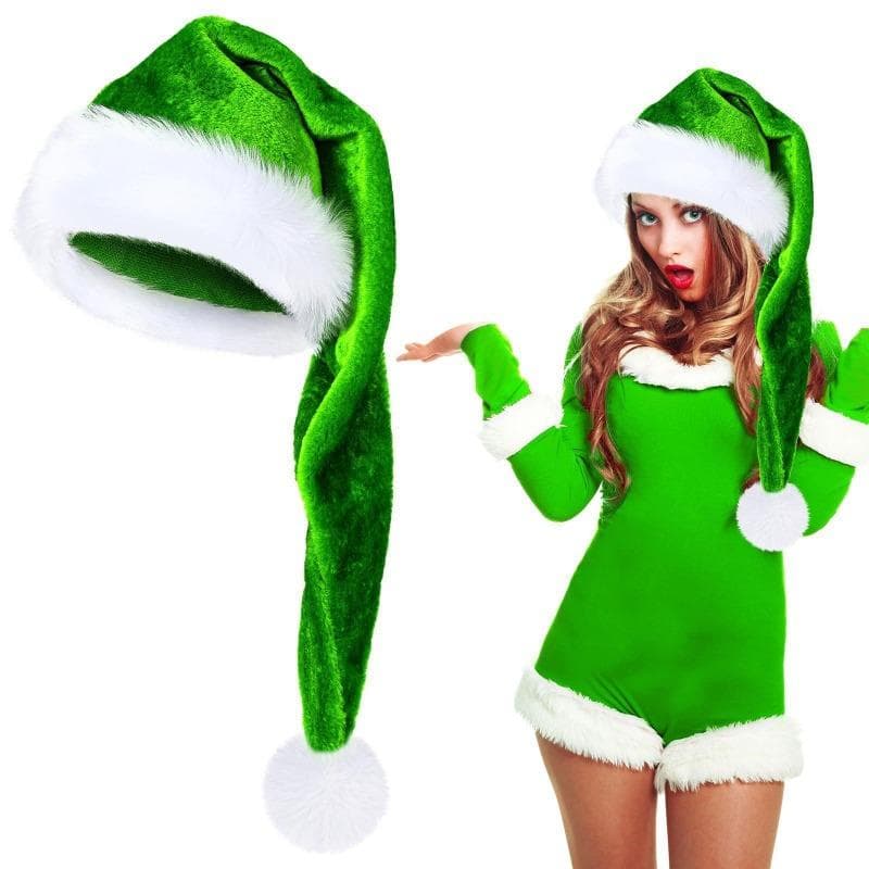Christmas Black Red Plush Hat Santa Novelty Hat Christmas Decorations For Home Santa Claus Gift Party Supplies green