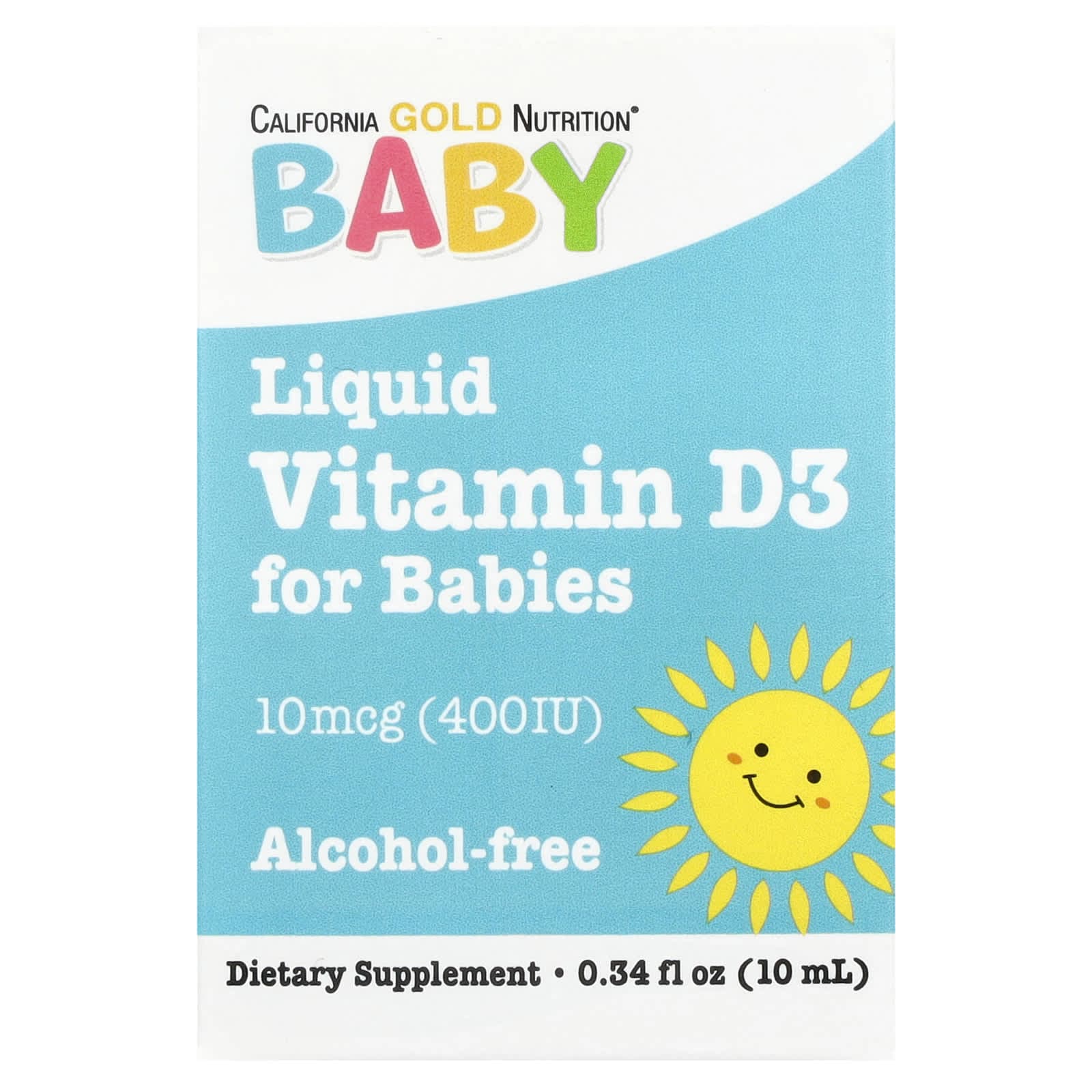 California Gold Nutrition, Infant Vitamin D3 Drops, 10 mcg (400 IU), 0.34 fl oz (10 ml)