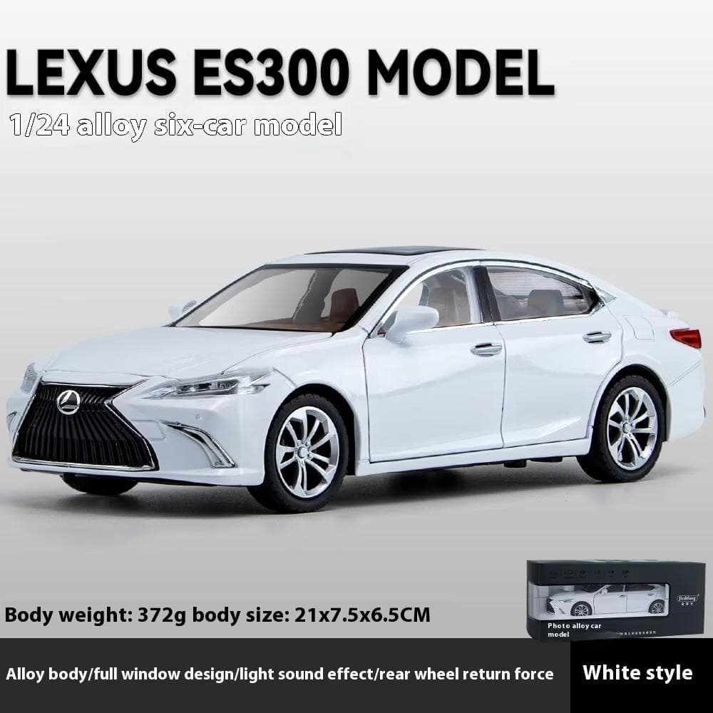New 1:24 Lexus ES300 Large Luxury Executive Sedan Alloy Metal Diecast Car Model Sound & Light Pull Back Series Birthday Present Gift white