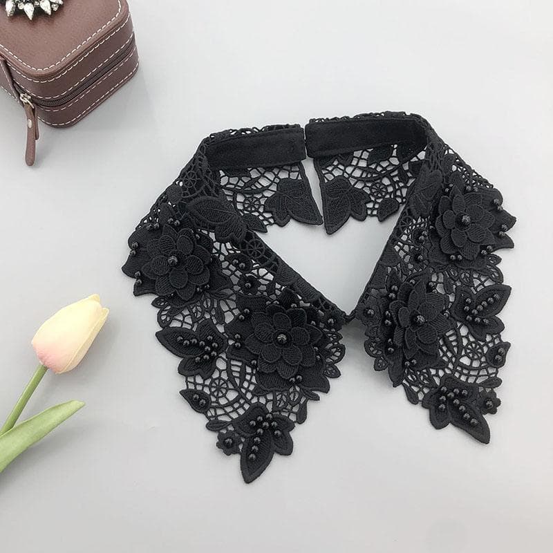 Candy Color Lace Fake Collar Tie Beading Detachable Collar Shirt False Collar Woman Blouse Top Dickey Detachable Lapel Necklace