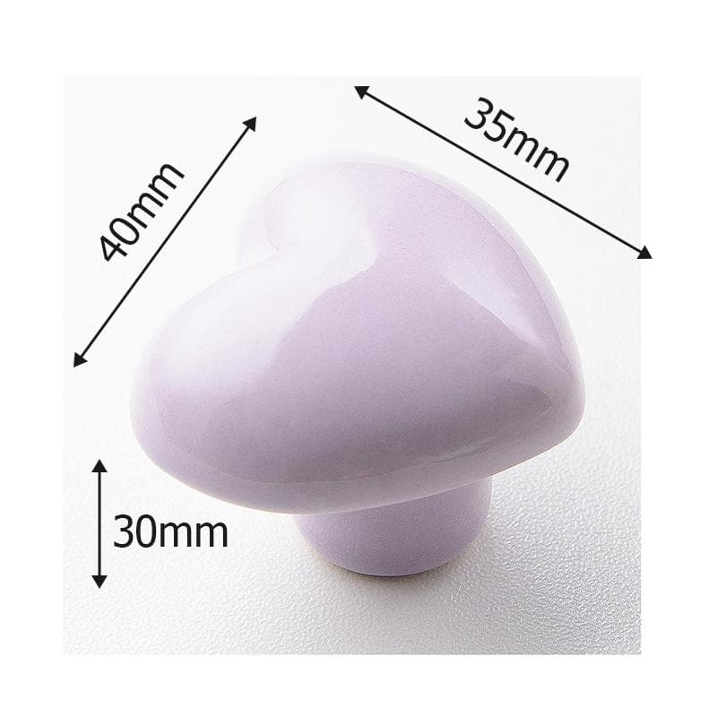1Pcs Door Knobs Handles Ceramic Cartoon Cabinet Knobs And Handles Colorful Heart Drawer Closet Handles Kids Room Handle purple