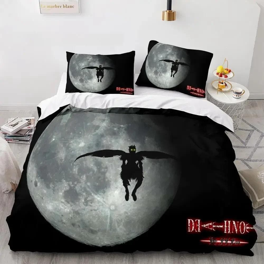 Death Note Bedding Set Single Twin Full Queen King Size Bed Set Adult Kids Bedroom Duvet cover Sets 3D Print Anime Death Note AU Single 140x210cm