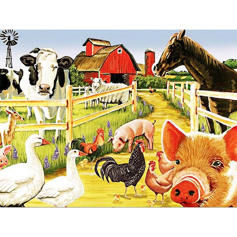 5D DIY Diamond Painting Full Round Diamond Embroidery Farmland Animals Cross Stitch 20X30CM