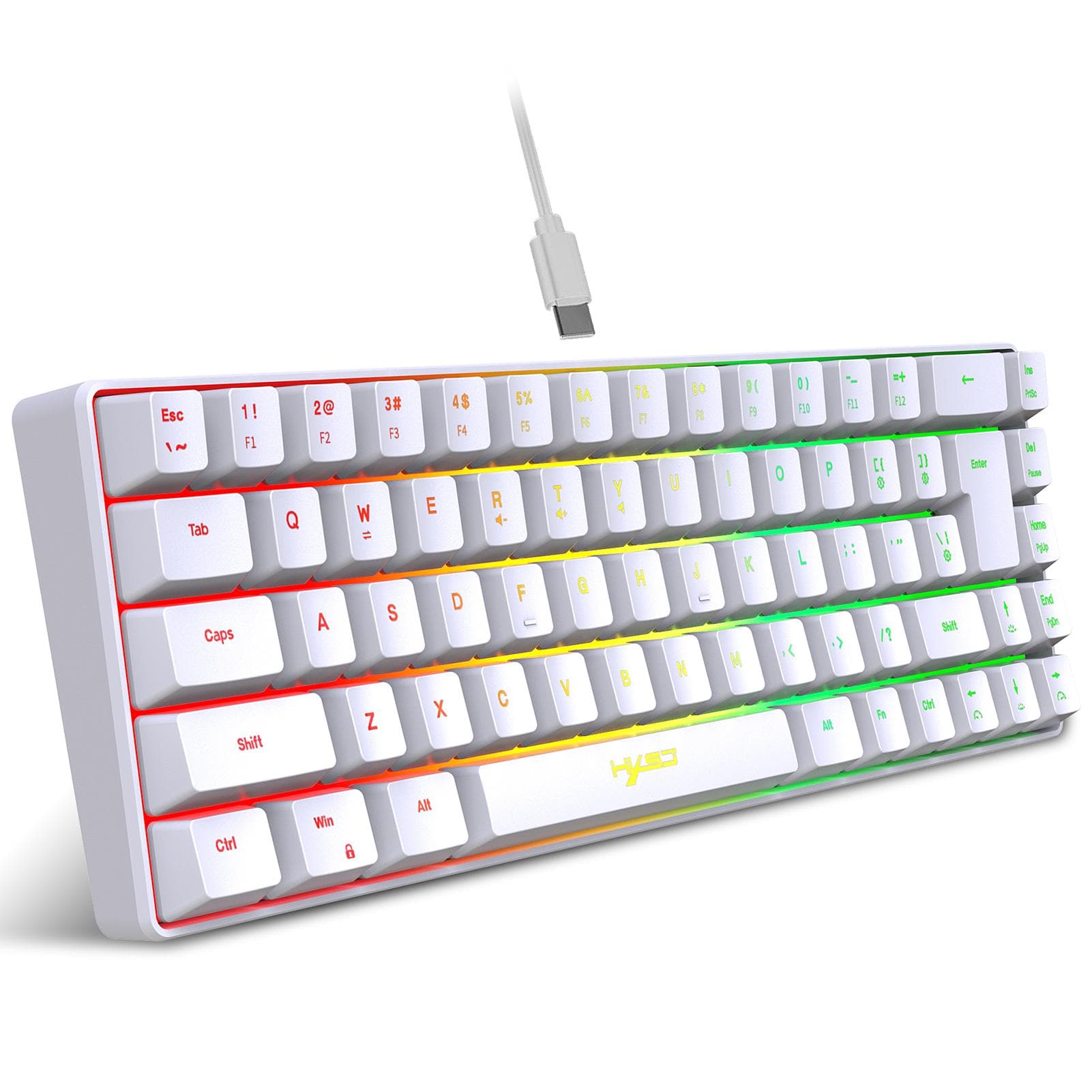 HXSJ V200 Wired K68 RGB Streamer Mini Gaming Keyboard 19-Key Conflict-Free Membrane Keyboard but white