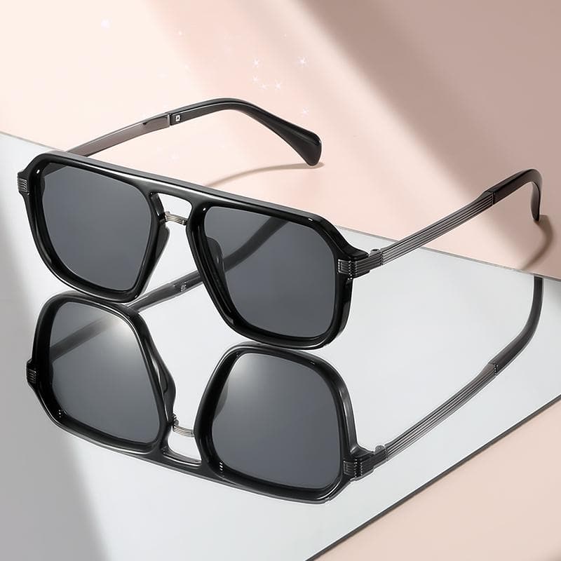 Retro simple double-beam flat-top mirror metal temple versatile decorative sunglasses for daily wear