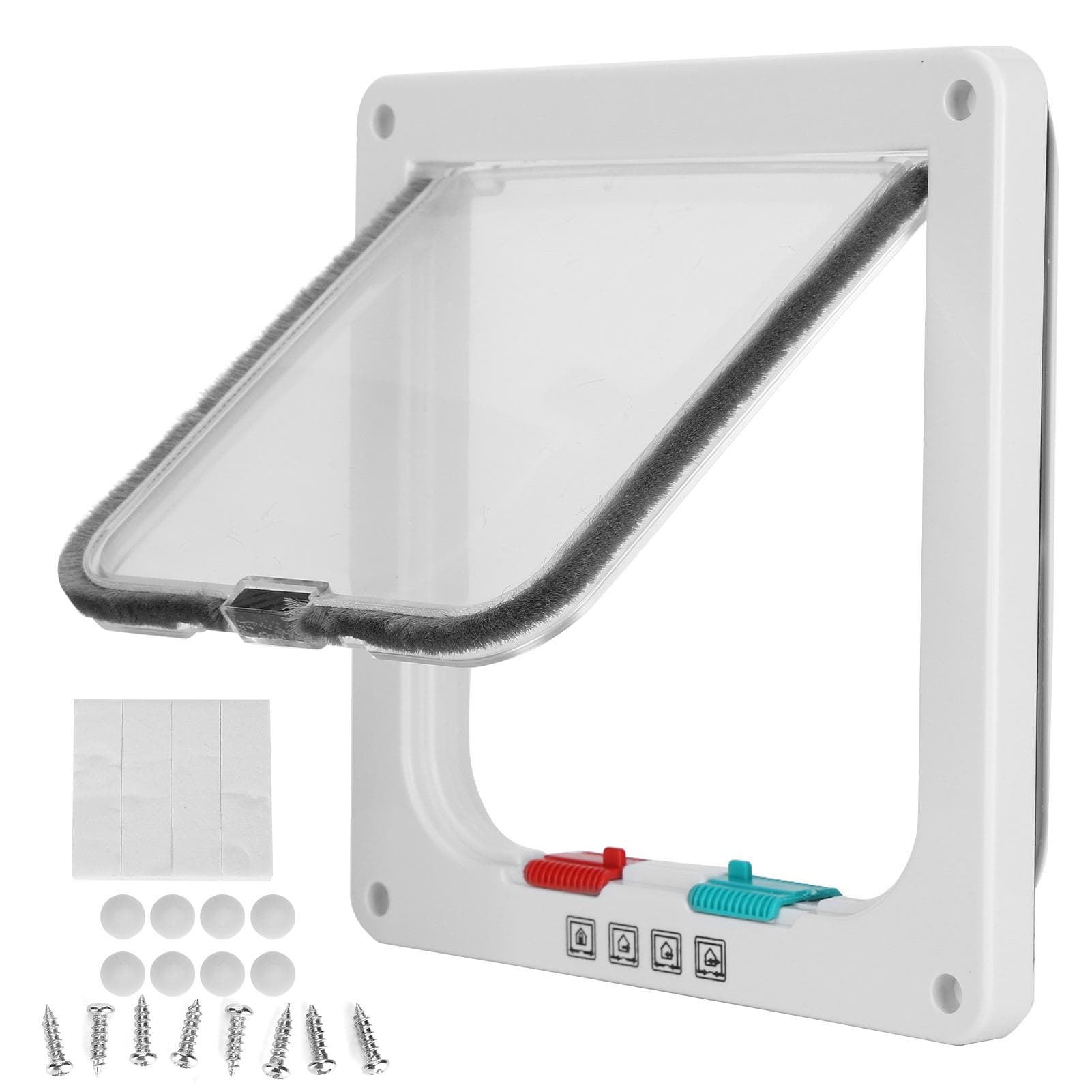 Cat Lock Security Flap Door Cat Flip Door Plastic Small Pet Gate Household Pet SuppliesWhite L S(for 2-4kg) white