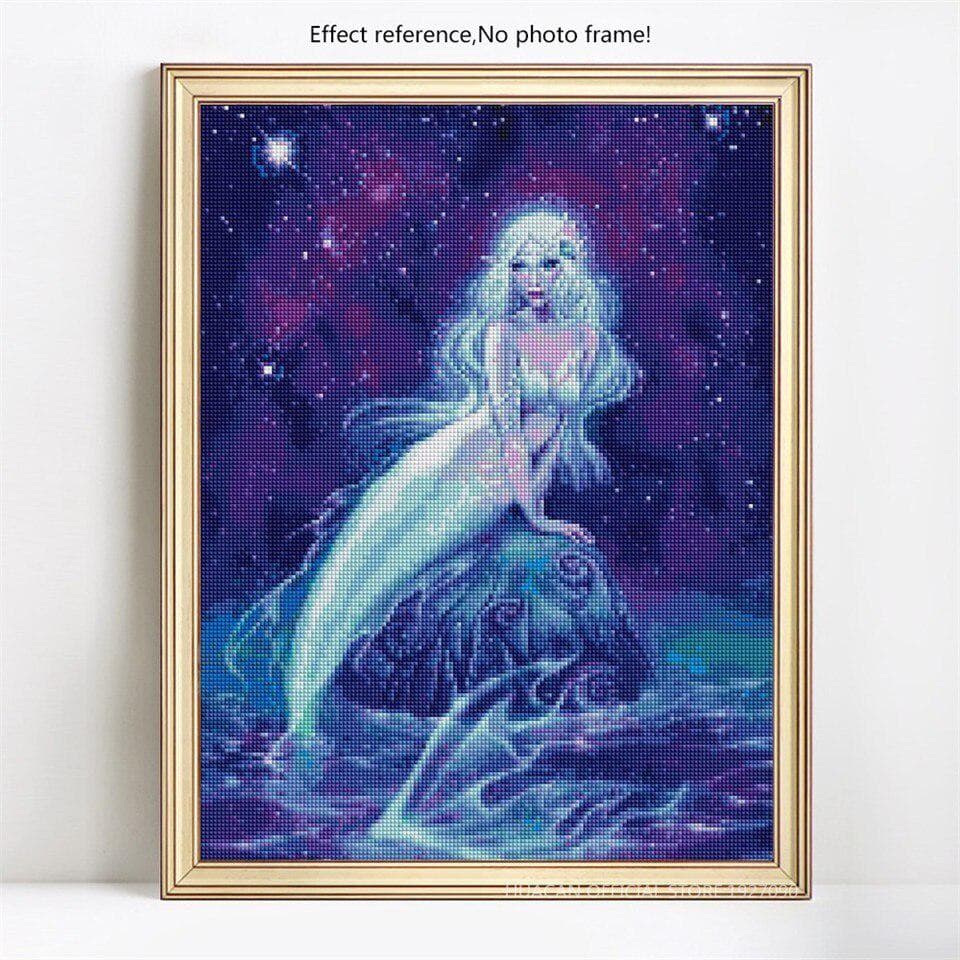 Diamond Embroidery Animal Diamond Painting Full Round Cross Stitch Full Display Mermaid Diamond 20X30CM