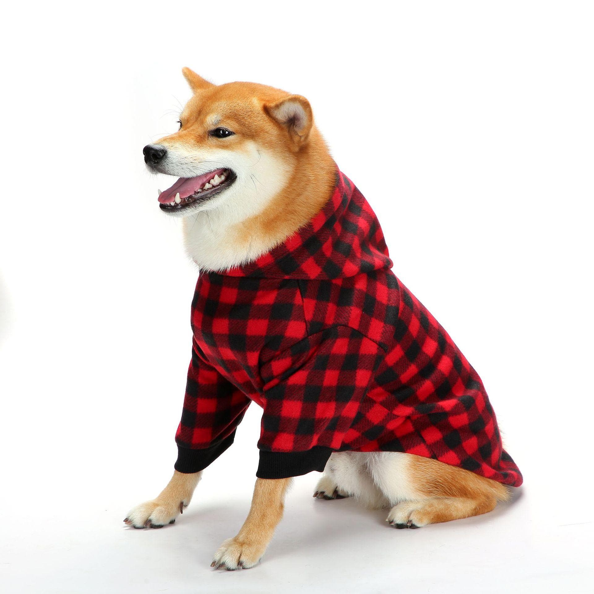 Autumn and winter new cross-border pet double-sided plaid clothes comfortable and warm hooded XXL