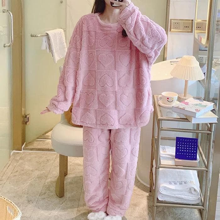Women's Warm Pajamas Set Winter Thickened Winter Coral Velvet Pajamas Flannel Large Size Pajamas Pajamas Home Clothes 6XL