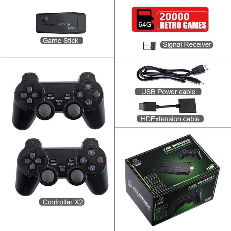 Video Game Console 2.4G Double Wireless Controller Game Stick 4K 20000 Games 64 32GB Retro Games for PS1/GBA Boy Christmas Gift 64GB 20000game