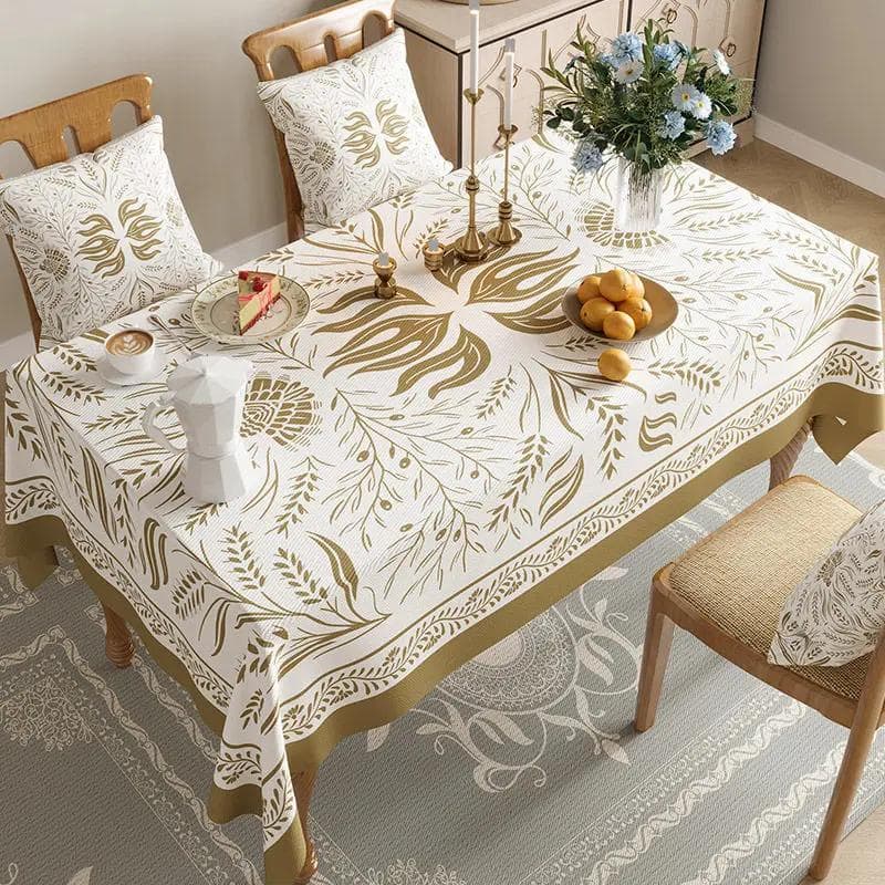 Rectangular Waterproof Cotton Linen Table Cover Flower and Bird Printed Tablecloth Anti Slip Wear-resistant Home Desktop Cover 110x170cm 1pcs