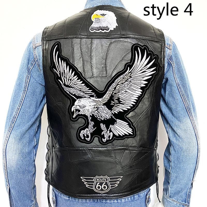 Club Genuine Leather Harley Tank Top Men's Plus Size Sheepskin Motorcycle Embroidered Leather Vest XXXL