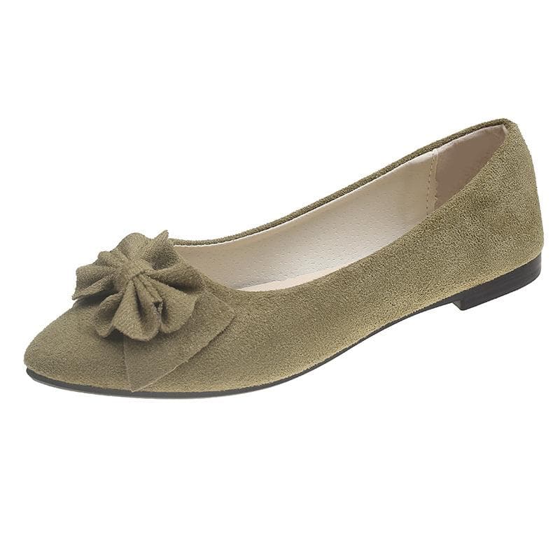 Women Girls Solid Big Size Slip On Flat Shallow Comfort Casual Single Shoes Multicolor 37 green/mustard