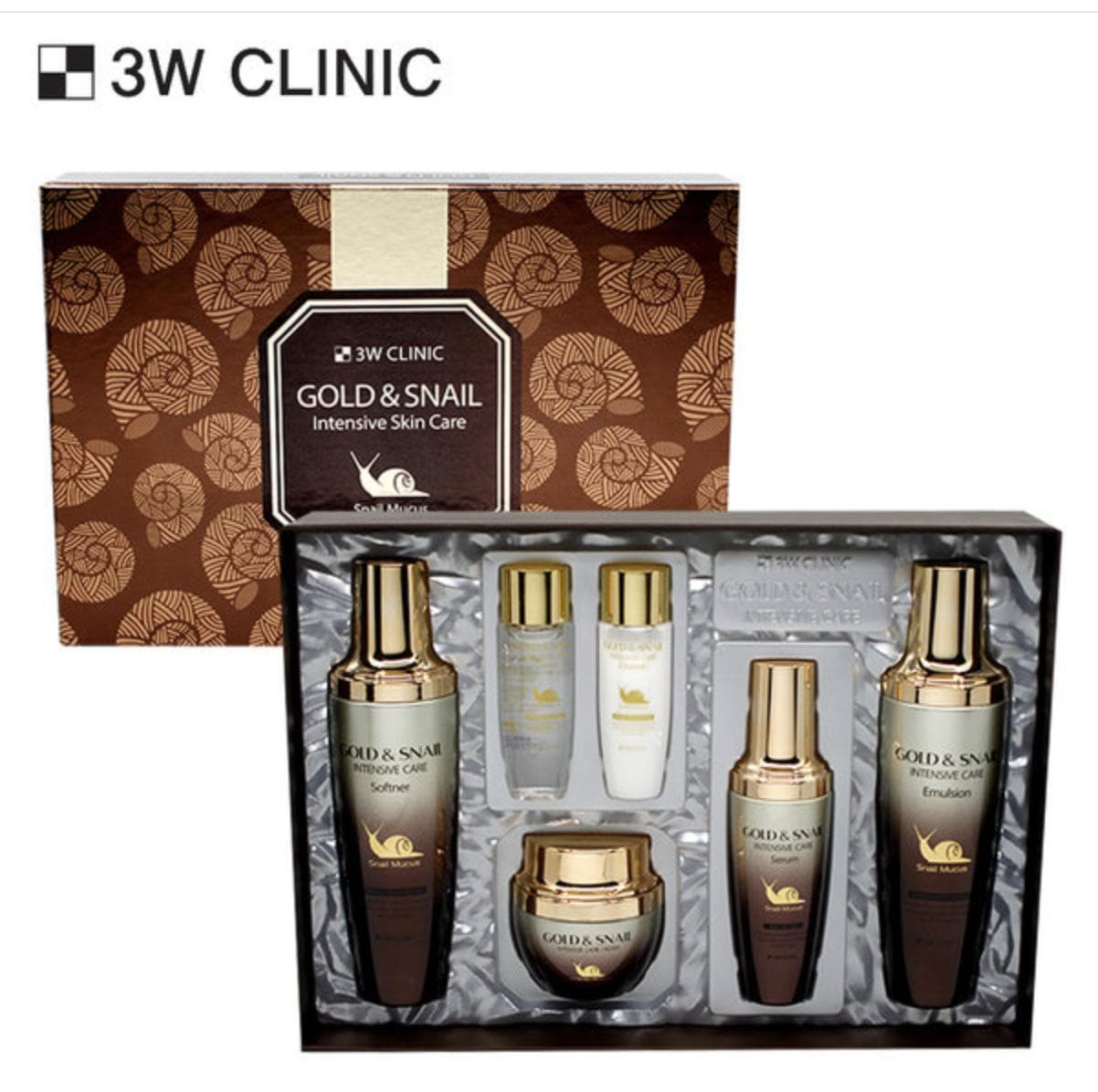 3W CLINIC Gold & Snail Intensive Care SET of 4 (Toner+Emulsion+Cream+Serum) #1SET