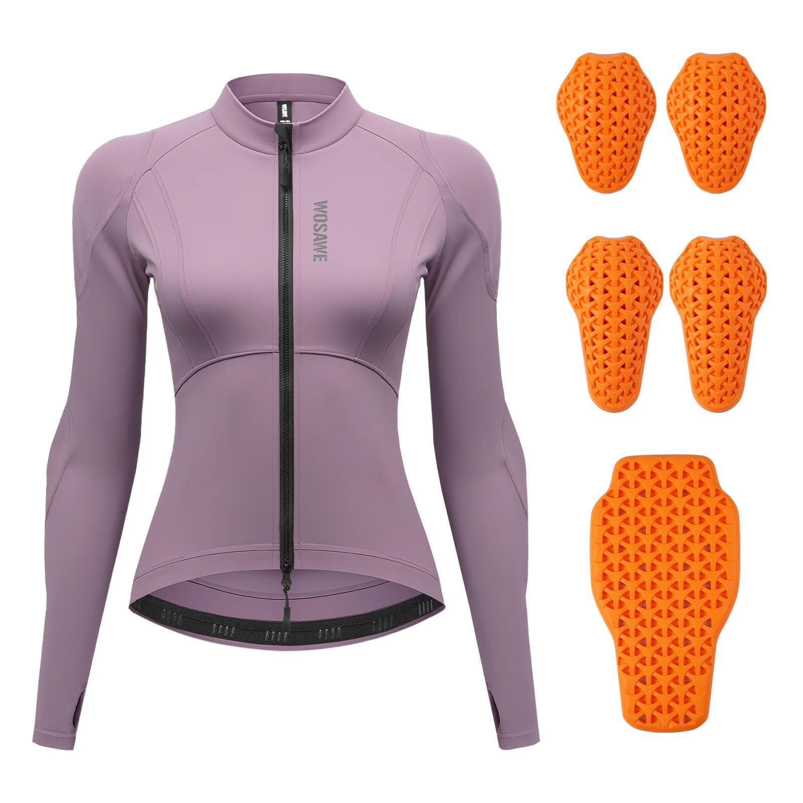 WOSAWE Women Rider's Clothing Riding Windproof Back Shoulder and Elbow Pads Removable Soft Pads Motorcycle Jacket M purple