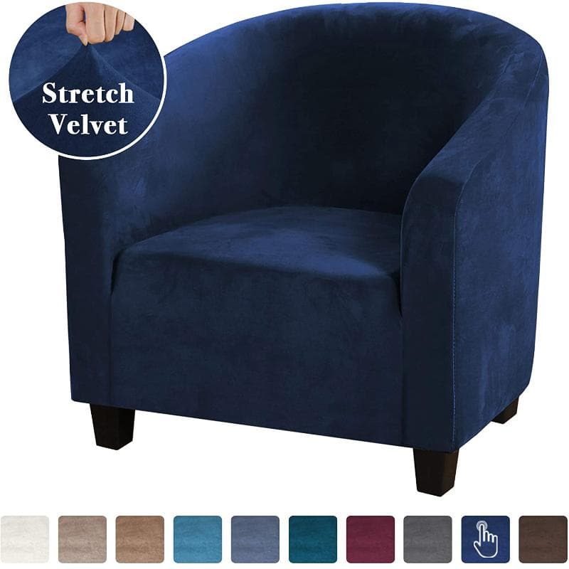 High Stretch Sofa Cover Velvet Tub Chair Cover Skid Resistance Furniture Protector Stretch Fabric Super Soft Couch Slipcover navy blue